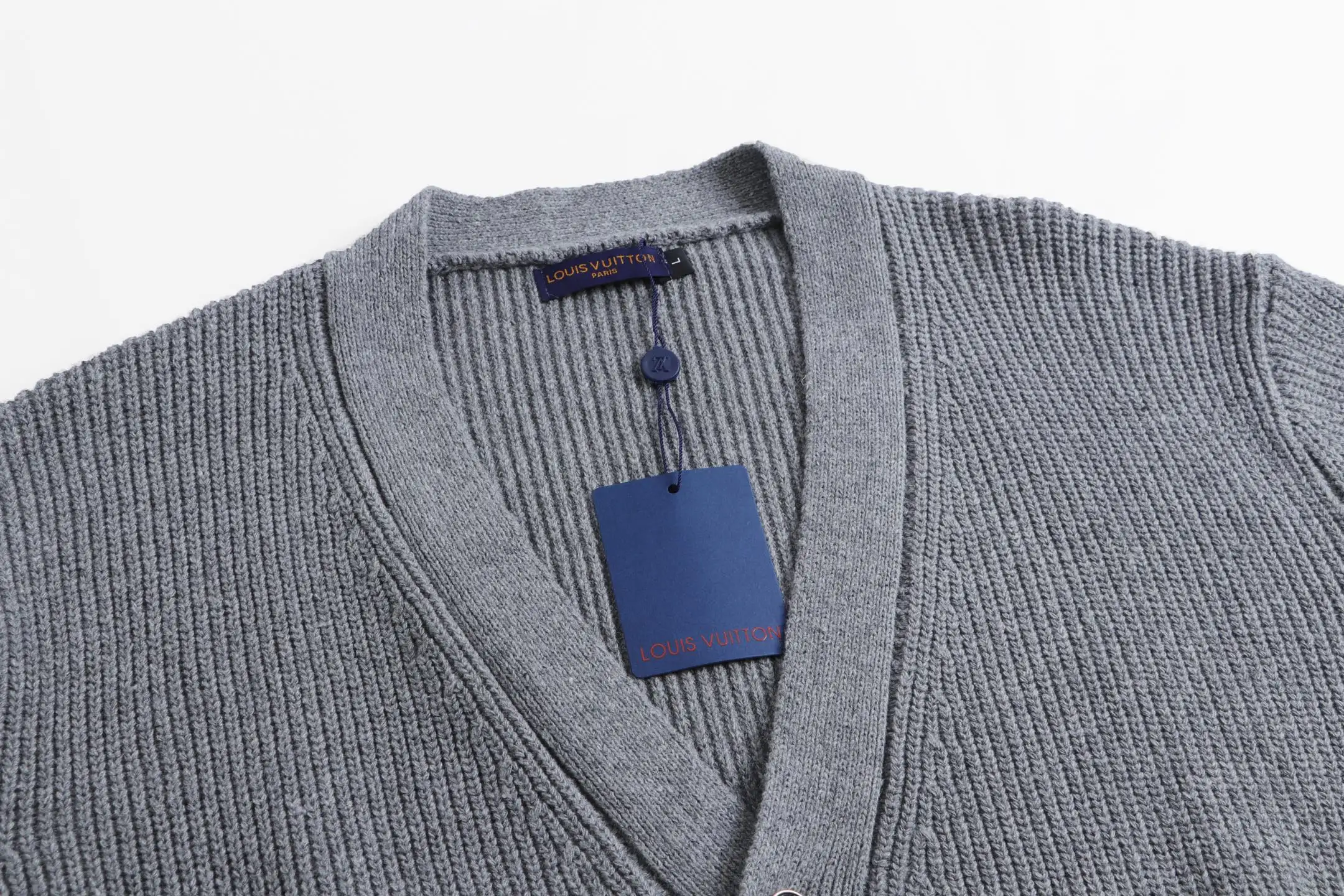 Logo-Embroidered Ribbed Wool Cardigan D22022056 — view 4