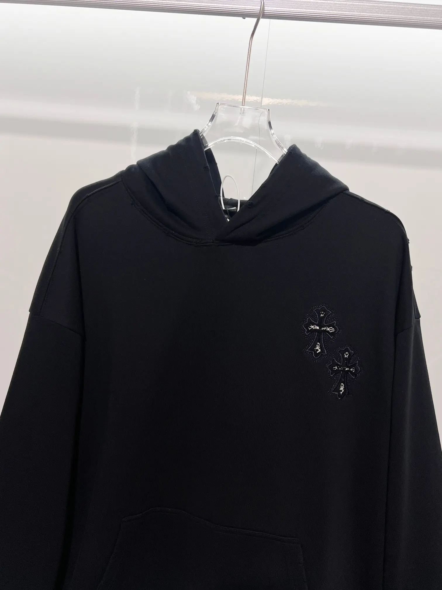 Cross Embroidered Distressed Hoodie D22022842 — view 3