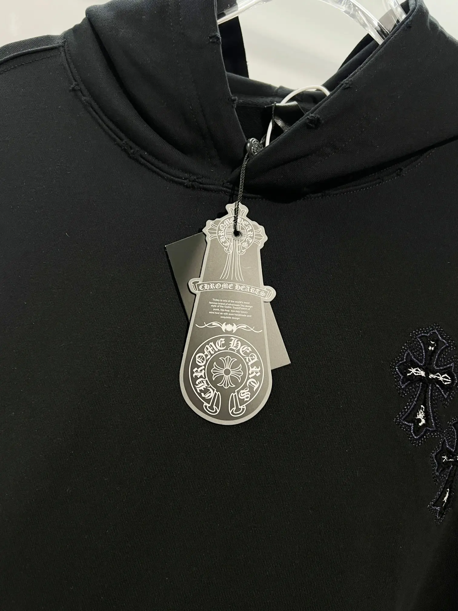 Cross Embroidered Distressed Hoodie D22022842 — view 6