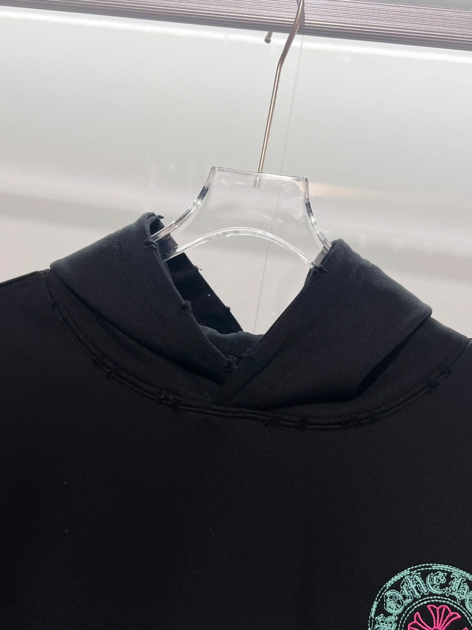 Logo-Embroidered Distressed Cotton Hoodie D22022850 — view 7