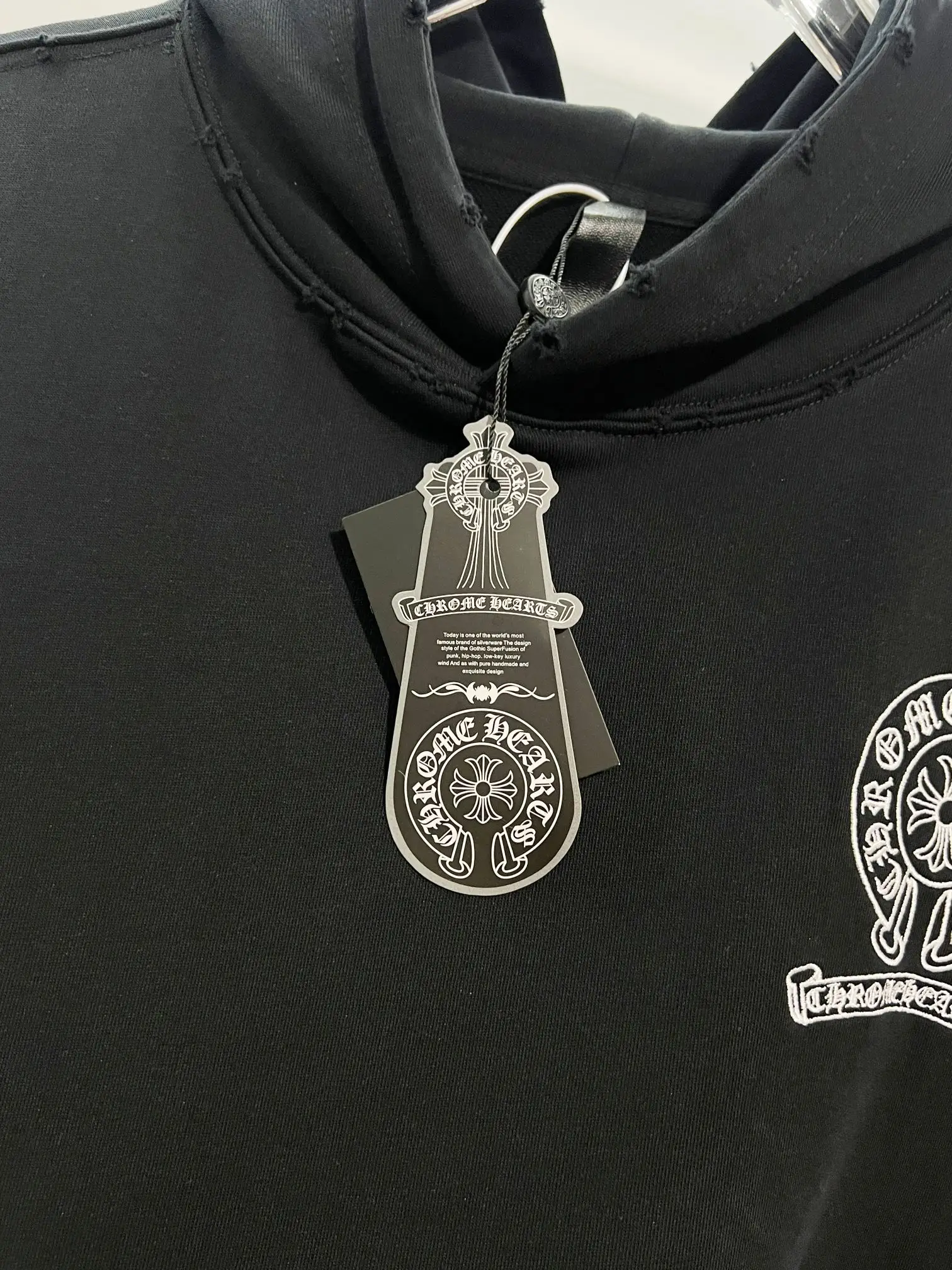 Logo Embroidery Distressed Cotton Hoodie D22022846 — view 6