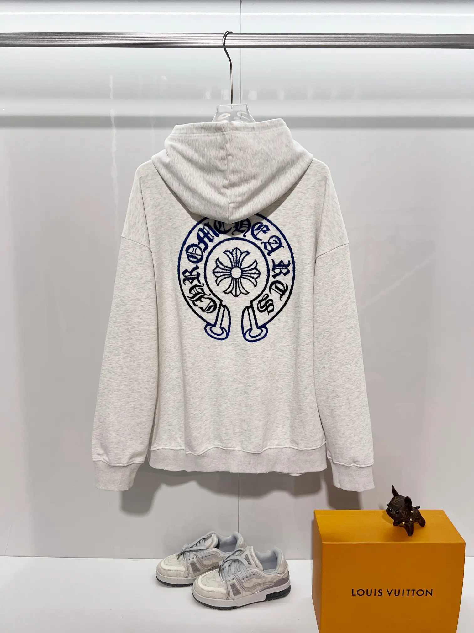 Logo-Embroidered Distressed Cotton-Jersey Hoodie D22022845 — view 2