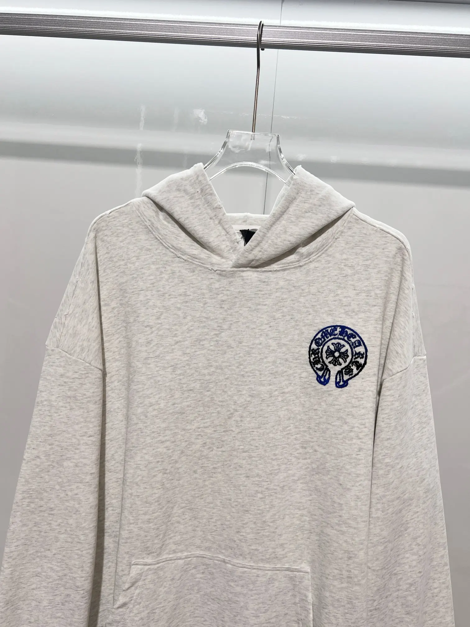 Logo-Embroidered Distressed Cotton-Jersey Hoodie D22022845 — view 3