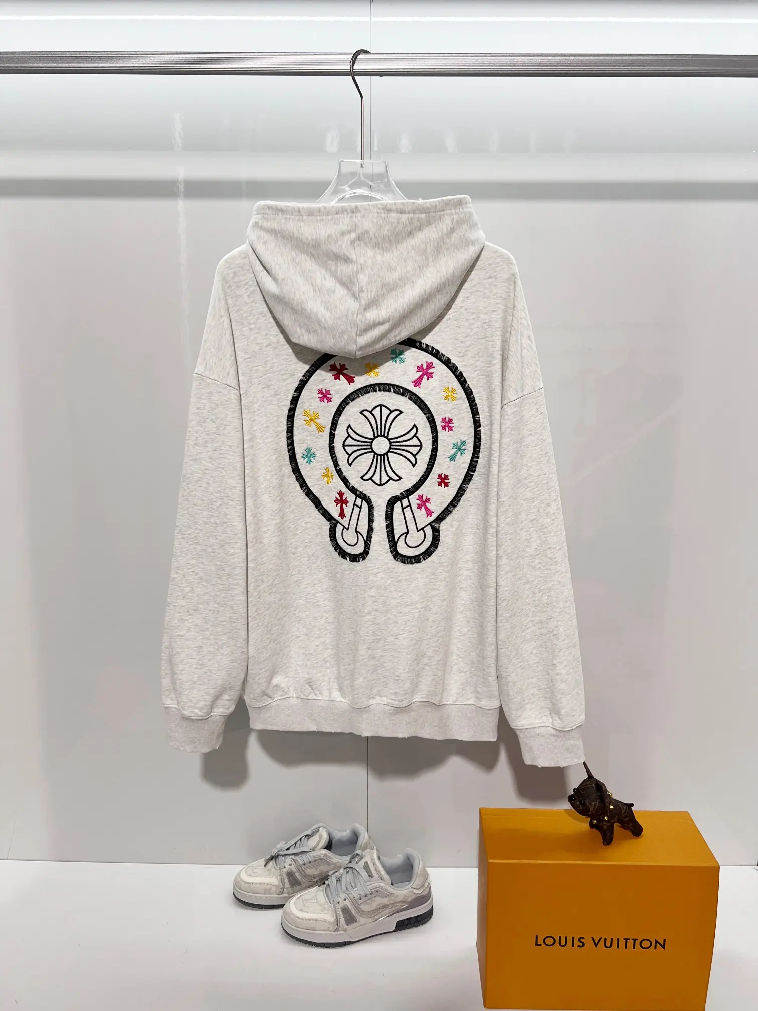 Logo Embroidery Distressed Cotton Hoodie D22022849 — view 2