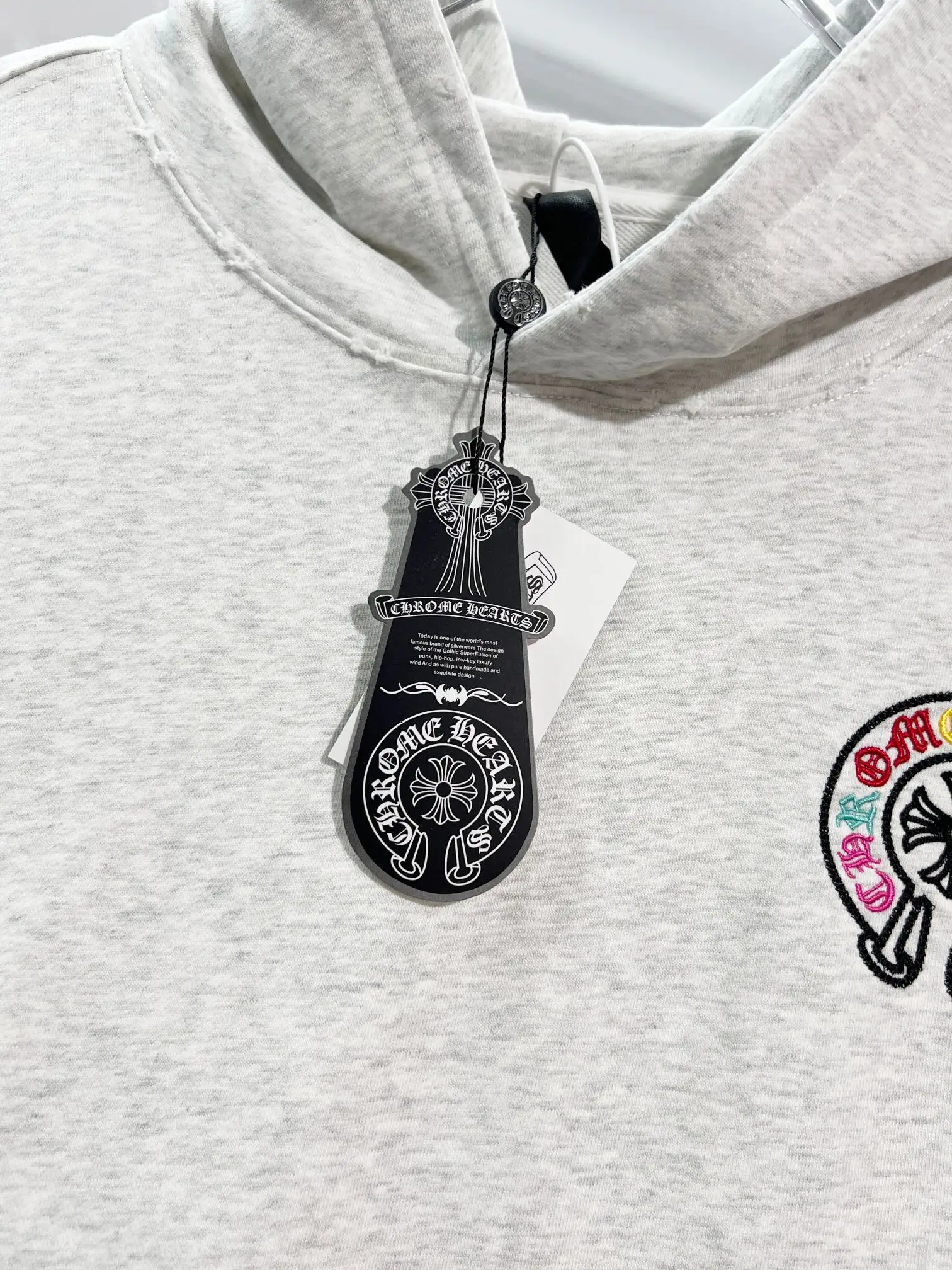Logo Embroidery Distressed Cotton Hoodie D22022849 — view 6