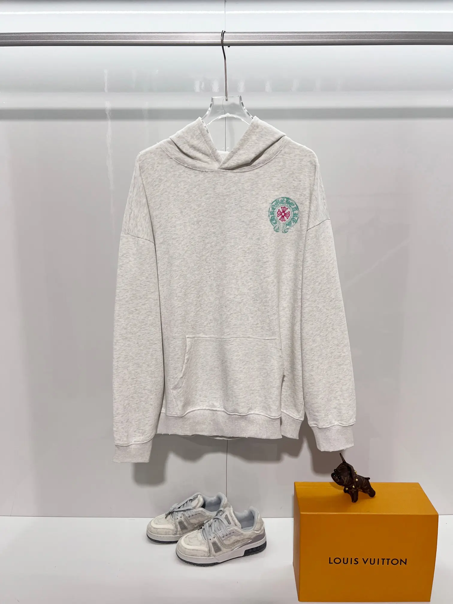 Logo Embroidery Distressed Cotton Hoodie D22022851
