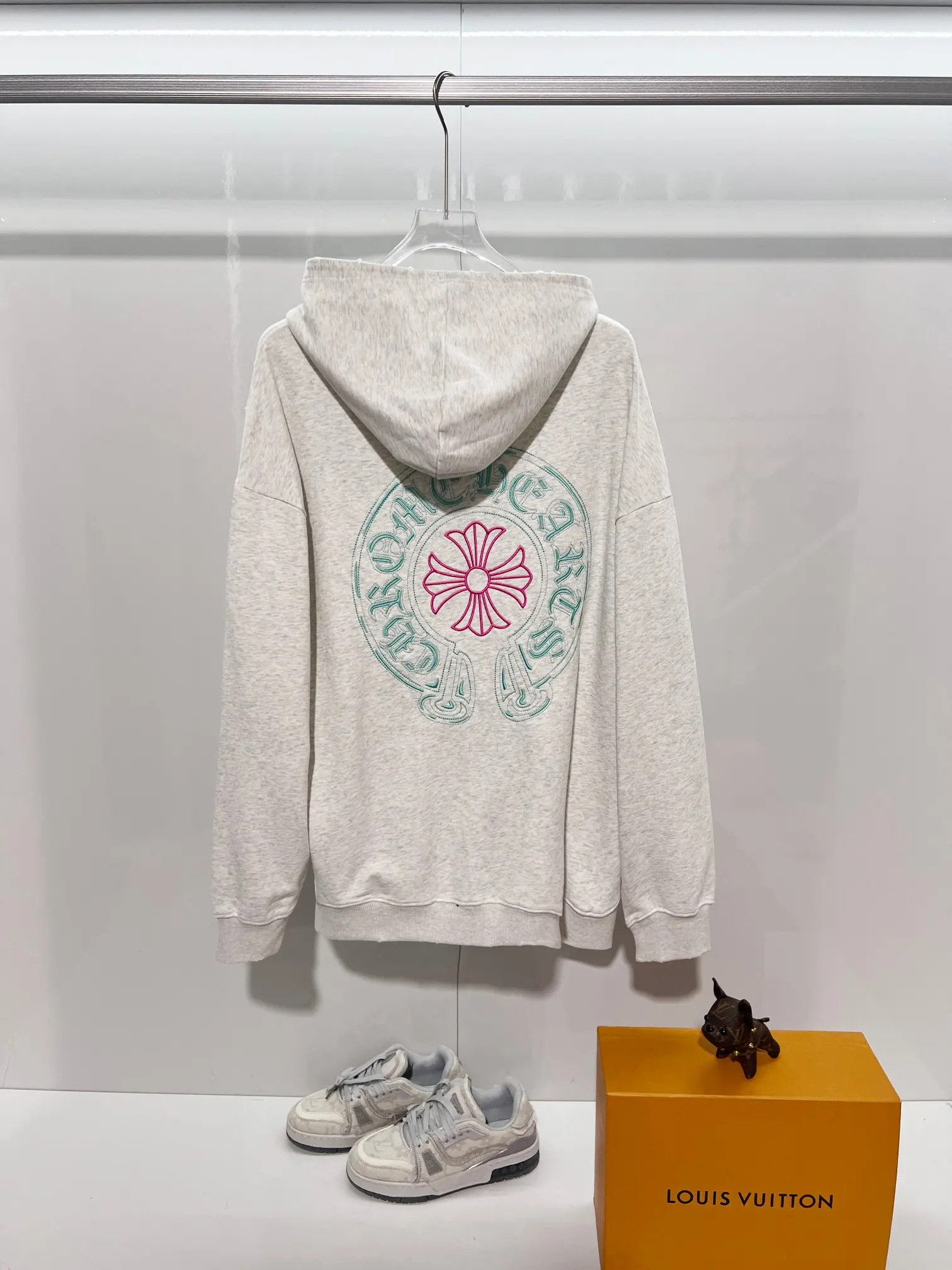 Logo Embroidery Distressed Cotton Hoodie D22022851 — view 2