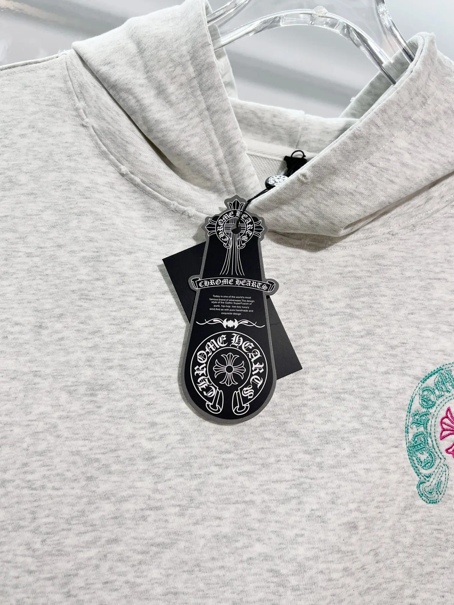 Logo Embroidery Distressed Cotton Hoodie D22022851 — view 6