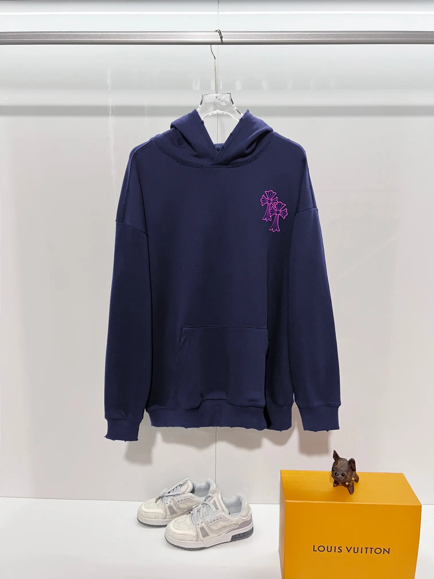 Cross Patch Distressed Cotton-Jersey Hoodie D22022853