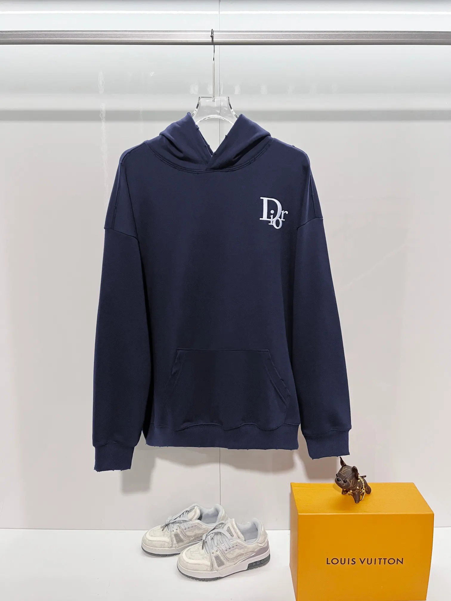 Logo Embroidery Distressed Cotton Hoodie D22022837