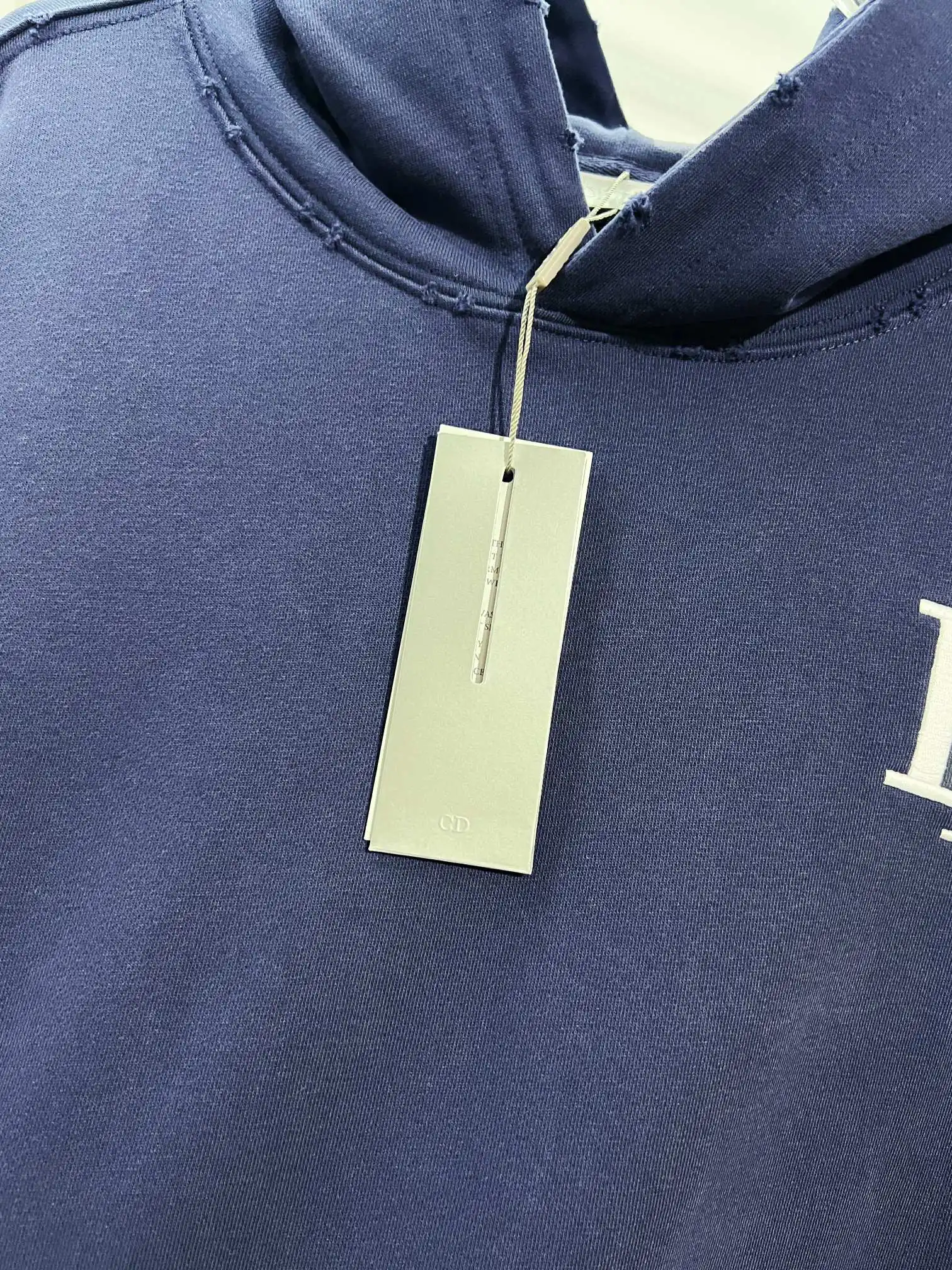 Logo Embroidery Distressed Cotton Hoodie D22022837 — view 6