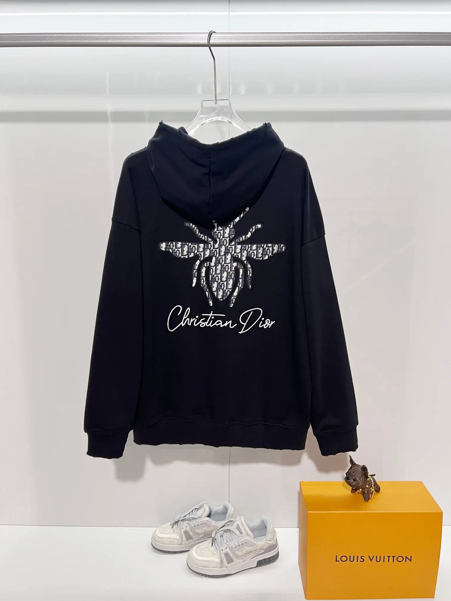 Logo Embroidery Distressed Cotton Hoodie D22022836 — view 2