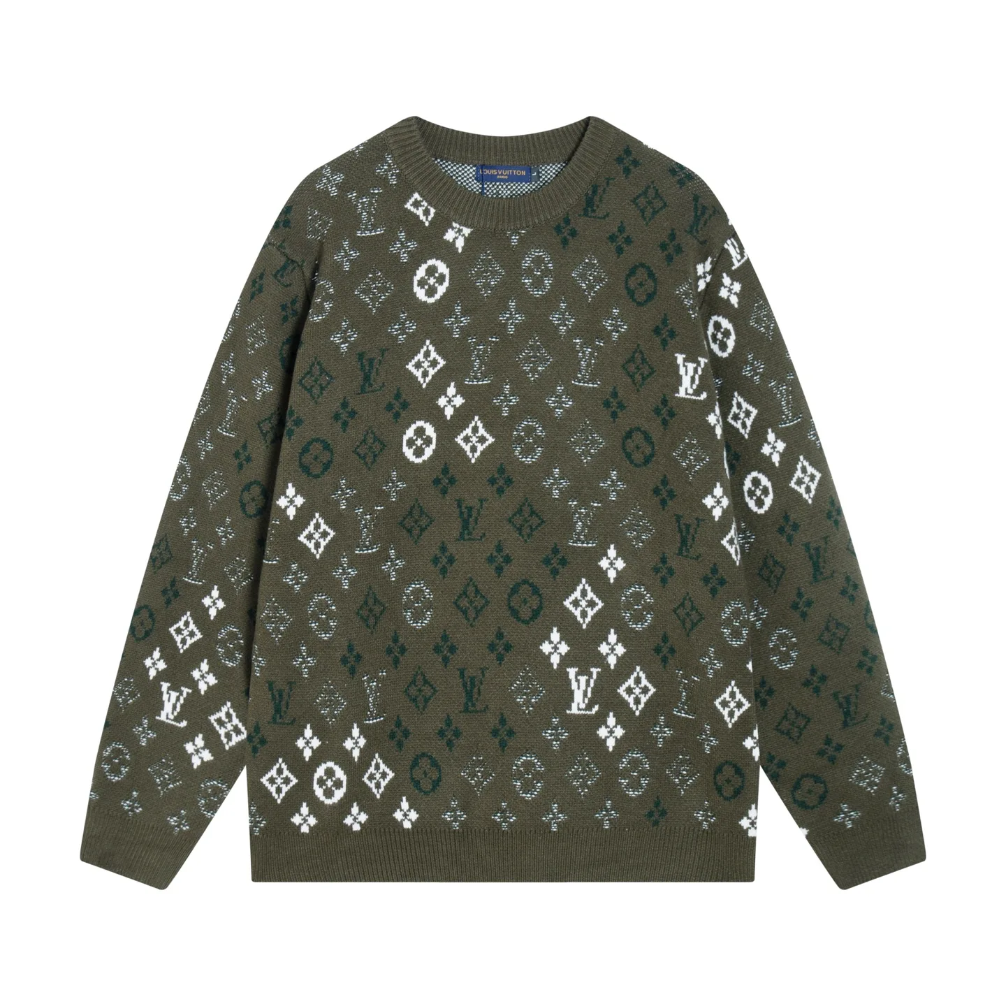 Monogram Jacquard Crew-Neck Wool Sweater D22022057