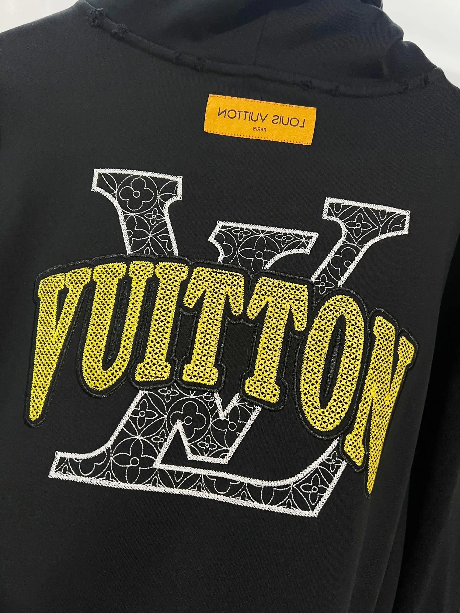 Embroidered Logo Distressed Cotton Hoodie D22022838 — view 5