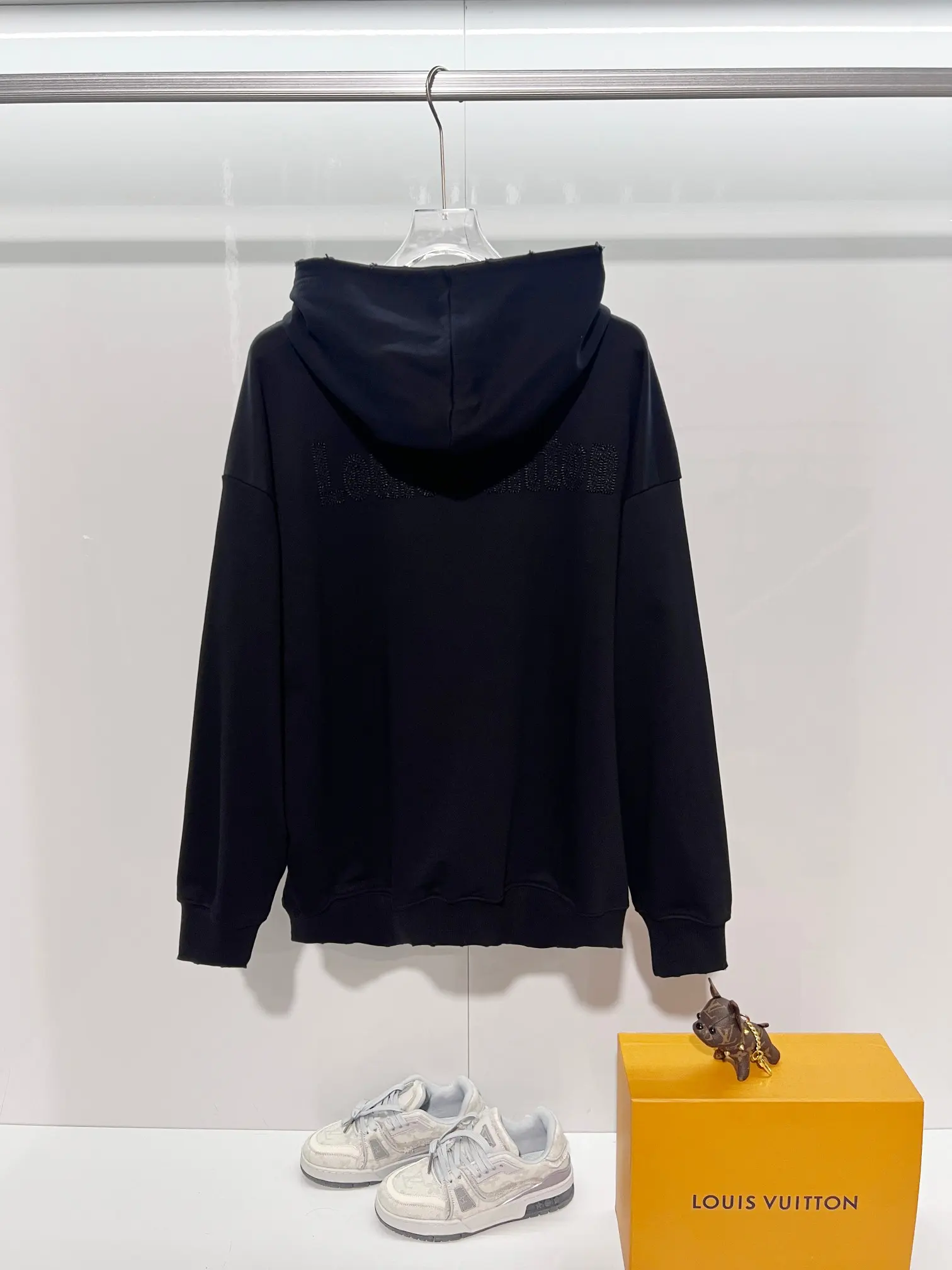 Distressed Logo Embroidered Cotton Hoodie D22022840 — view 2
