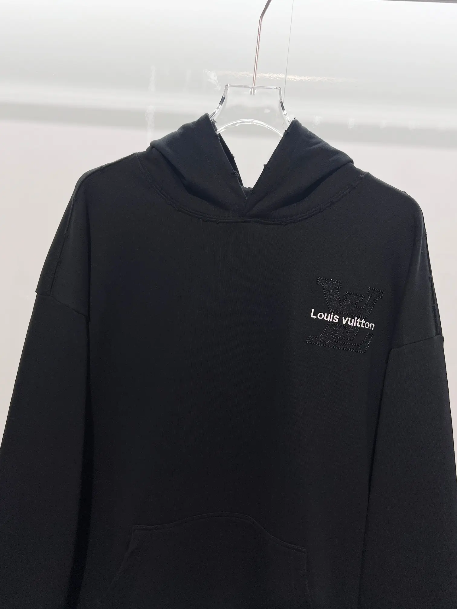Distressed Logo Embroidered Cotton Hoodie D22022840 — view 3