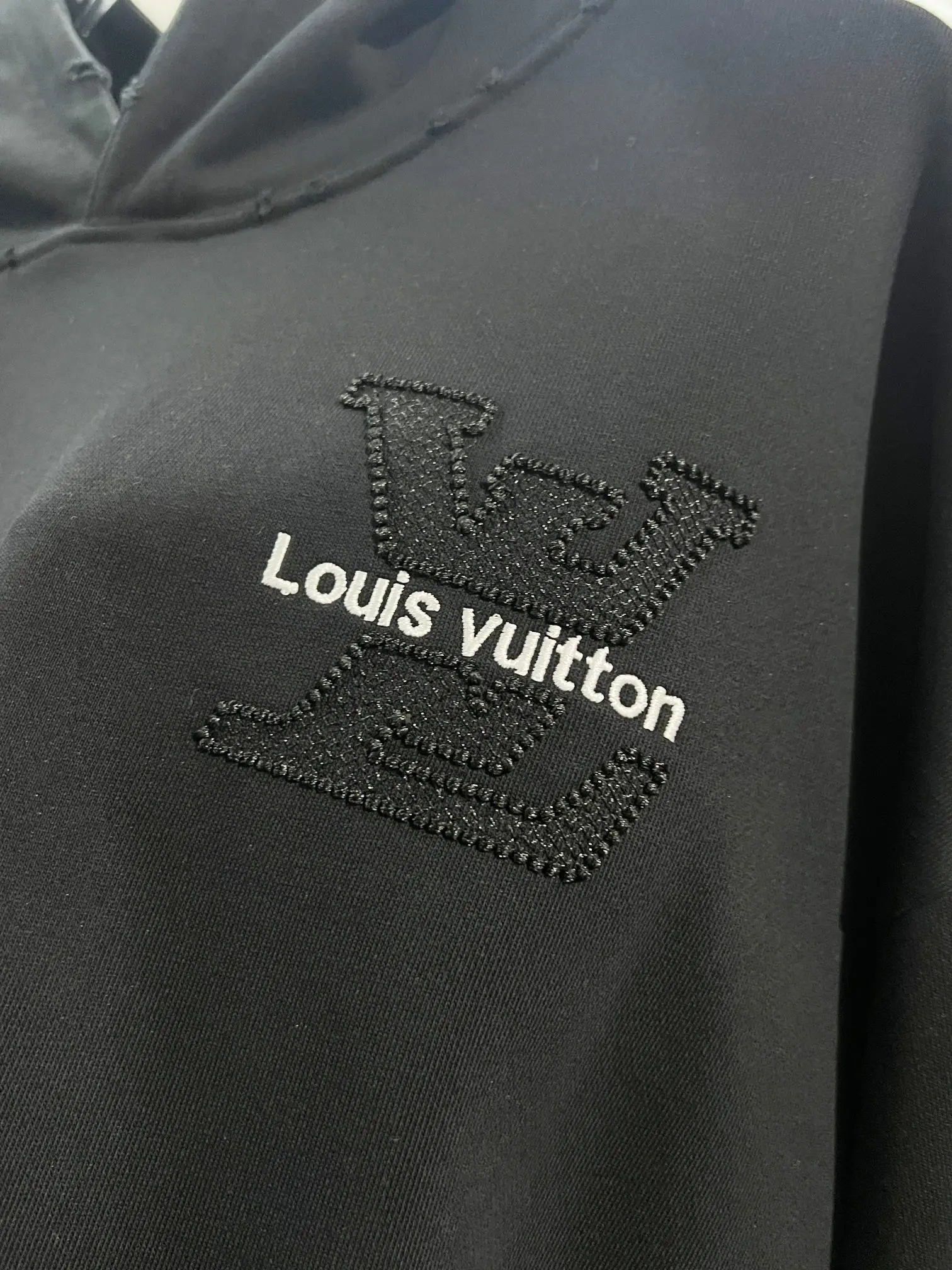 Distressed Logo Embroidered Cotton Hoodie D22022840 — view 4