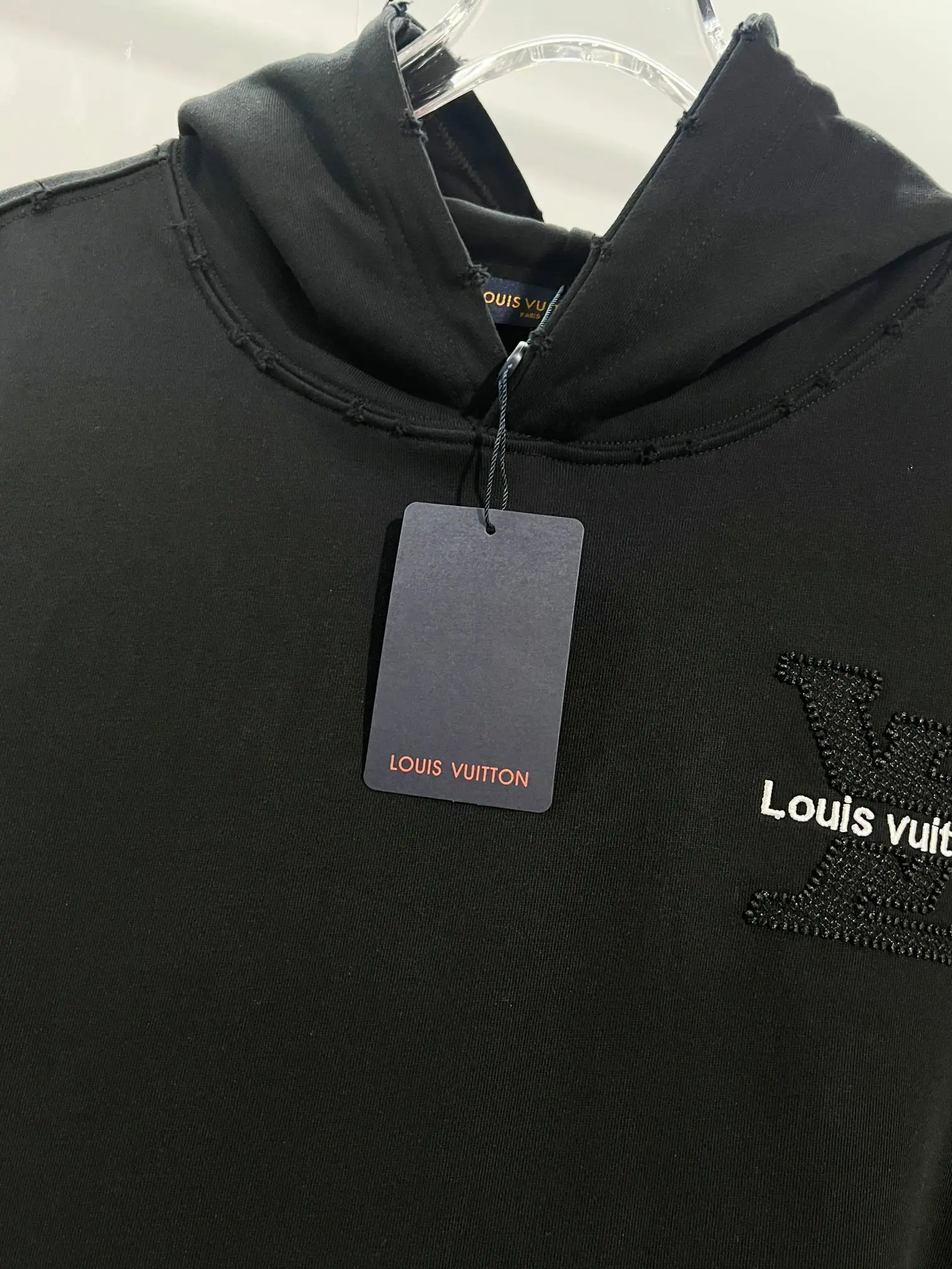 Distressed Logo Embroidered Cotton Hoodie D22022840 — view 6