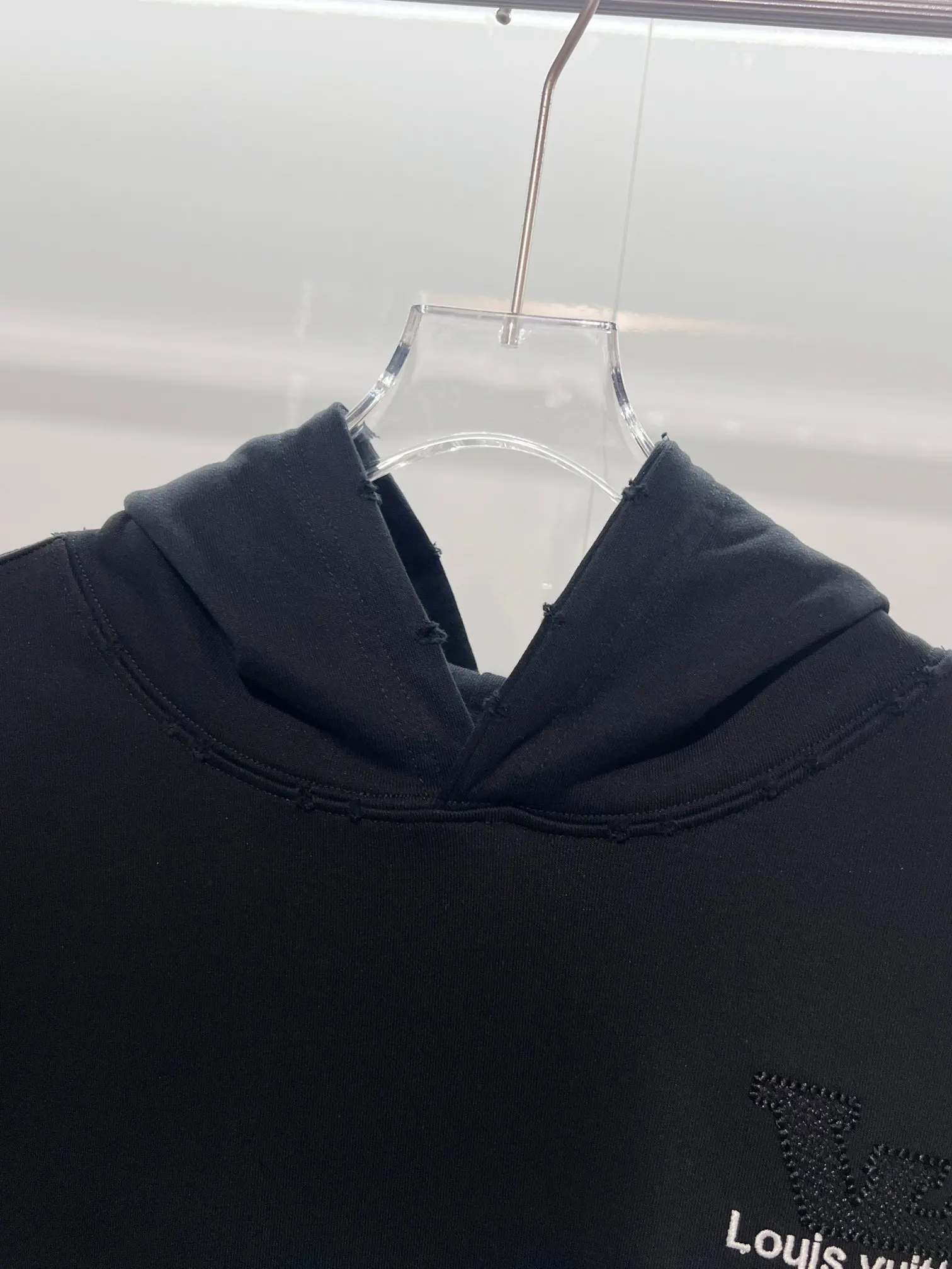 Distressed Logo Embroidered Cotton Hoodie D22022840 — view 7