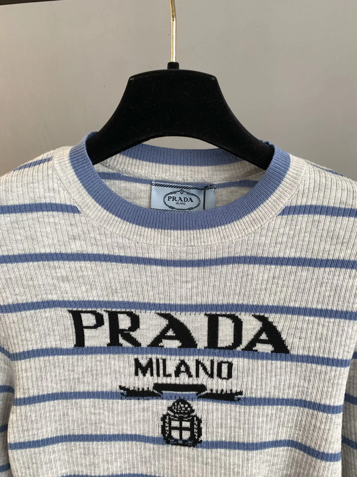 Logo Intarsia Striped Wool Knit Top D22022758 — view 6