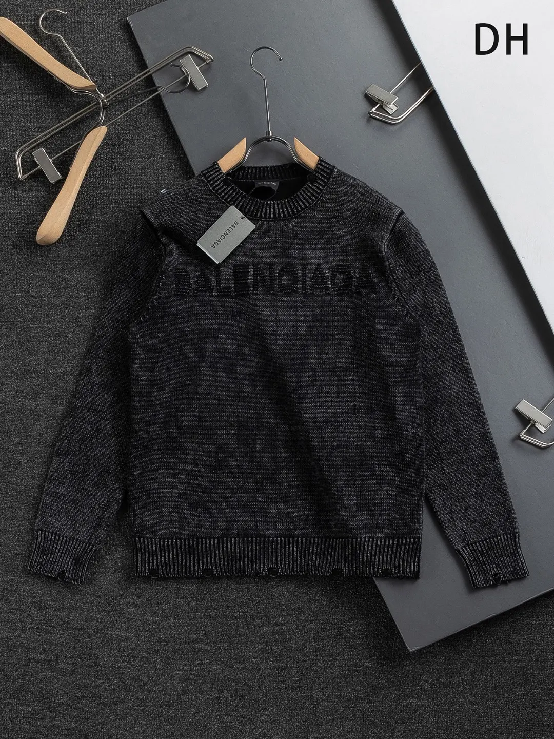 Logo-Embroidered Distressed Wool-Blend Sweater D22522741
