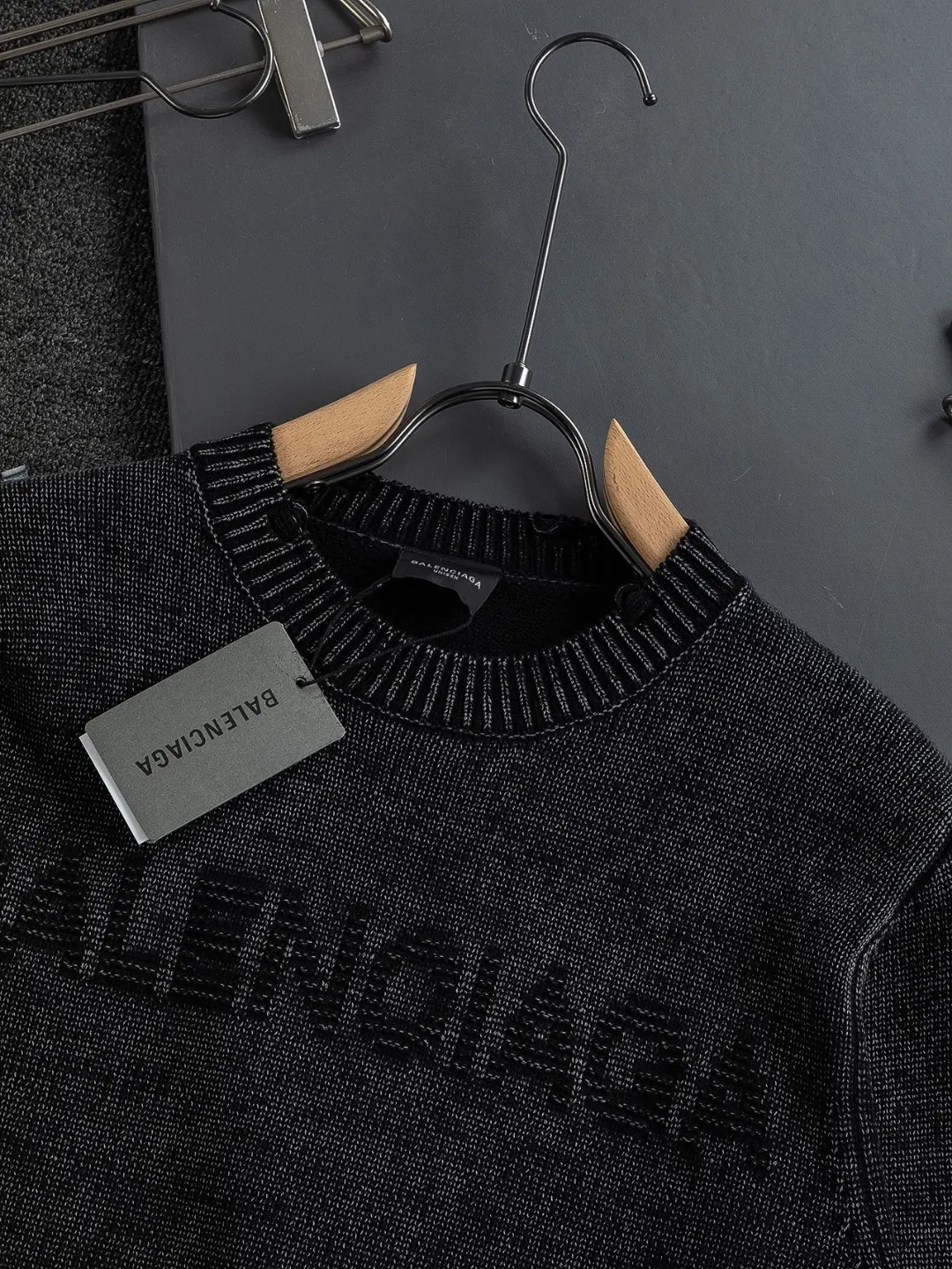Logo-Embroidered Distressed Wool-Blend Sweater D22522741 — view 4