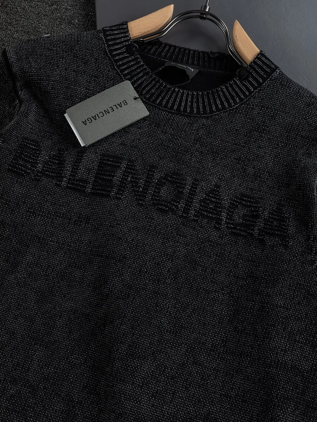 Logo-Embroidered Distressed Wool-Blend Sweater D22522741 — view 7