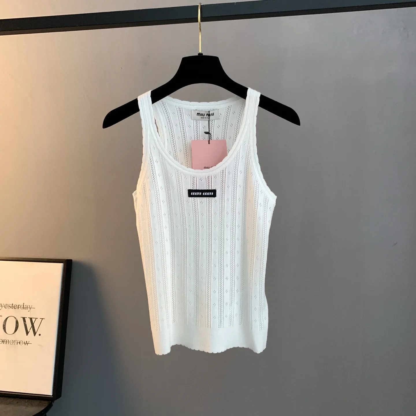 Logo-Patch Pointelle-Knit Cashmere-Blend Tank Top D22522898