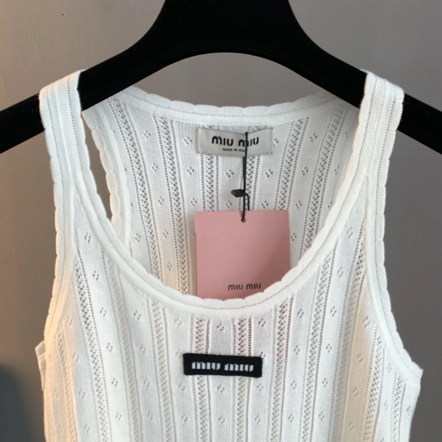 Logo-Patch Pointelle-Knit Cashmere-Blend Tank Top D22522898 — view 3