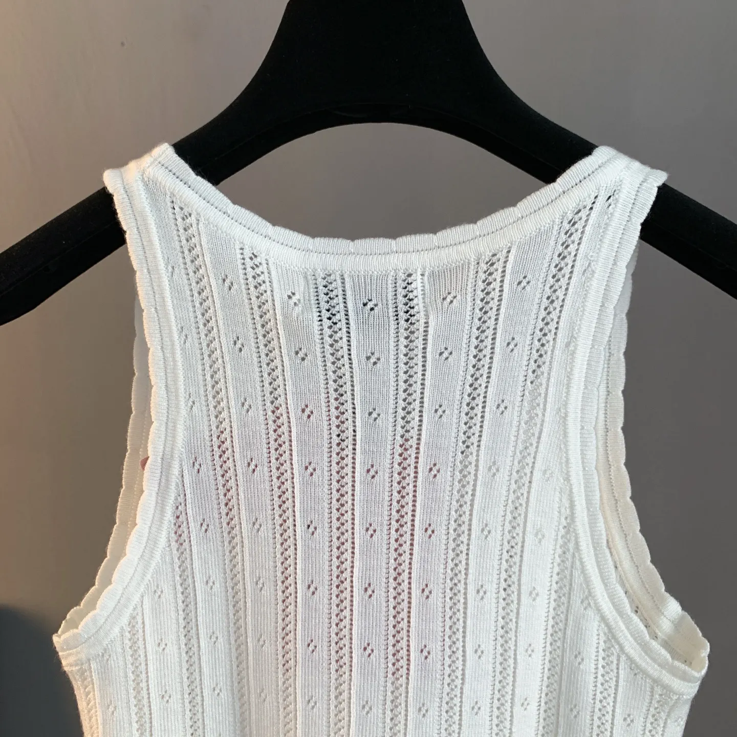 Logo-Patch Pointelle-Knit Cashmere-Blend Tank Top D22522898 — view 4