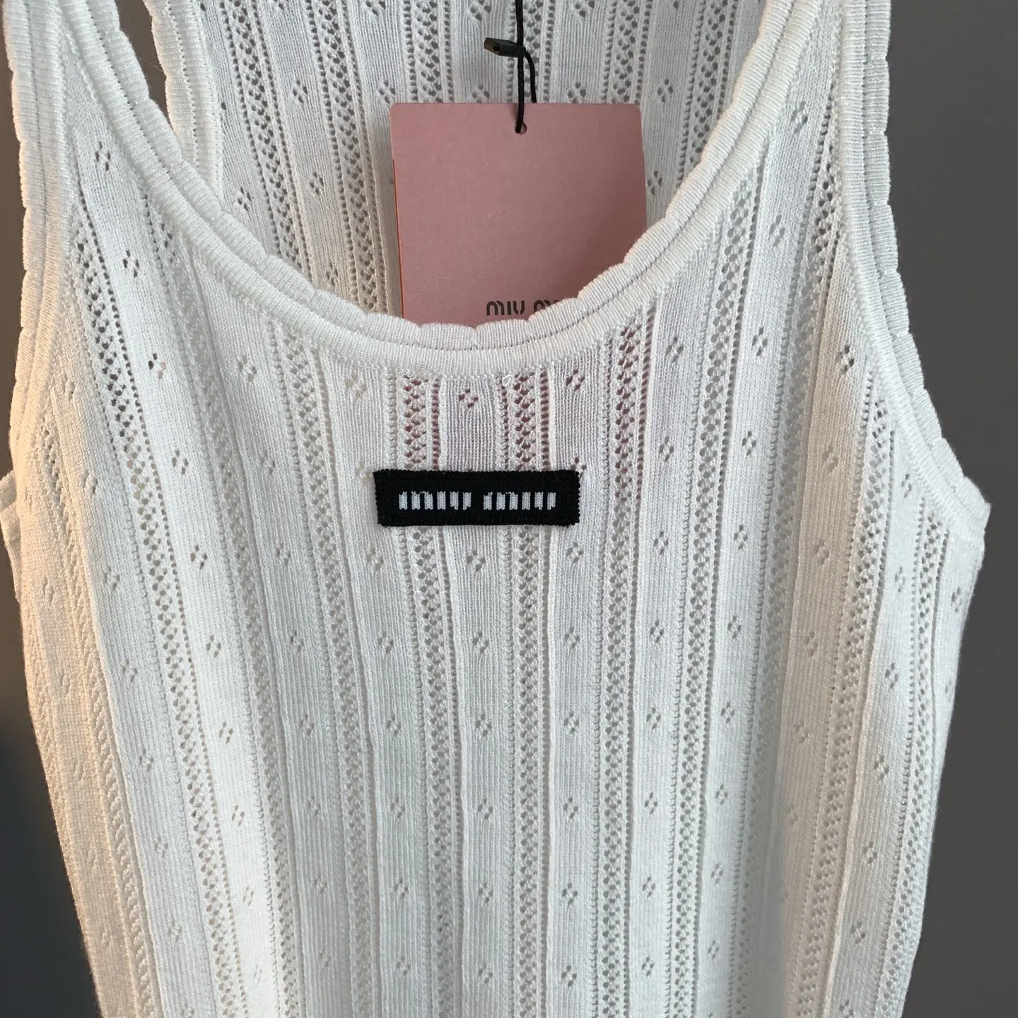 Logo-Patch Pointelle-Knit Cashmere-Blend Tank Top D22522898 — view 6