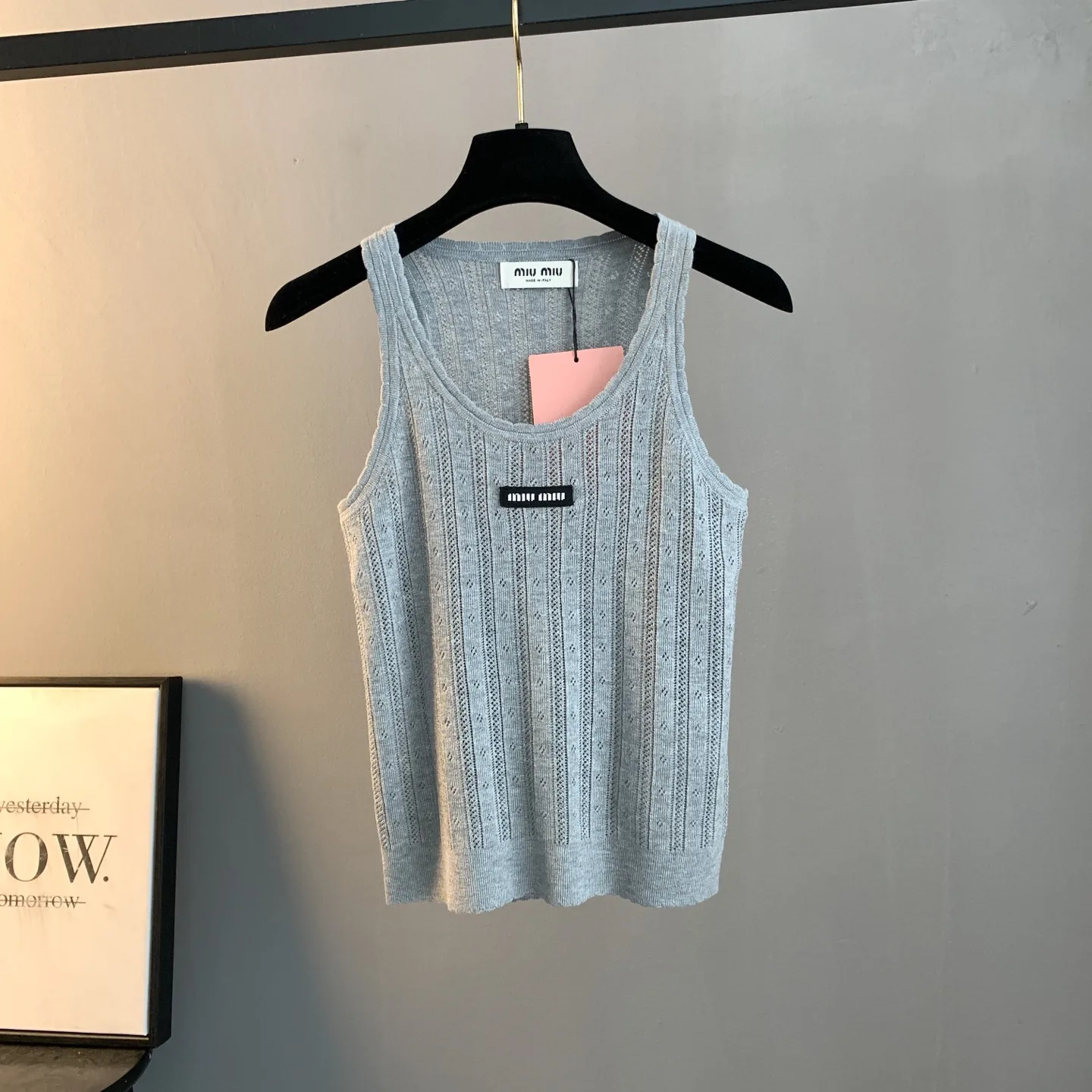 Logo-Patch Pointelle-Knit Cashmere-Blend Tank Top D22522897