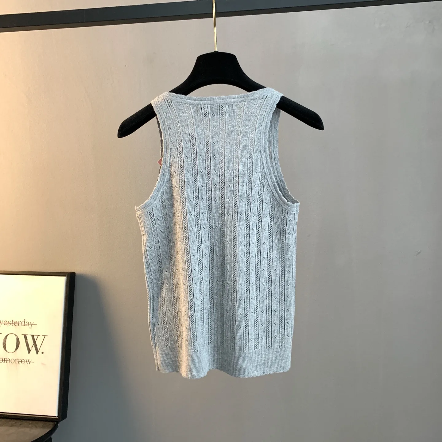 Logo-Patch Pointelle-Knit Cashmere-Blend Tank Top D22522897 — view 2