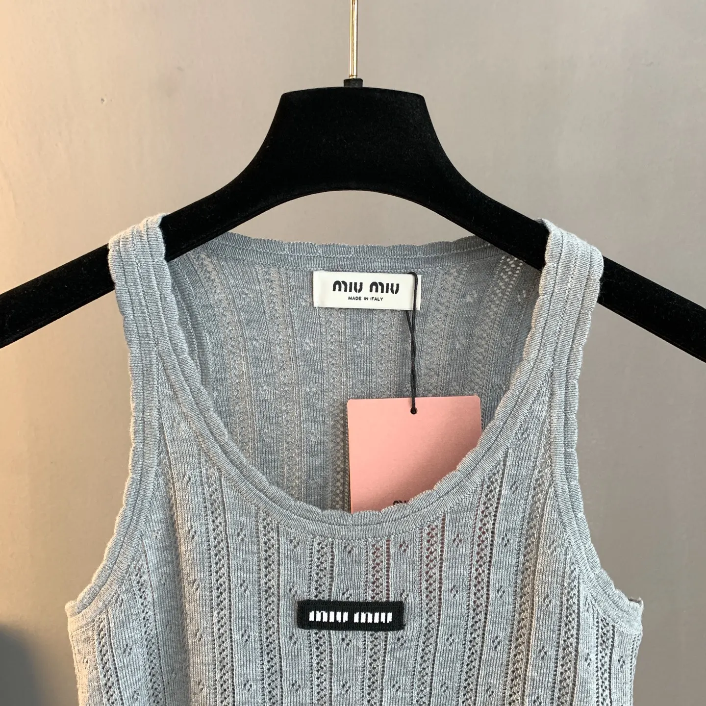 Logo-Patch Pointelle-Knit Cashmere-Blend Tank Top D22522897 — view 3