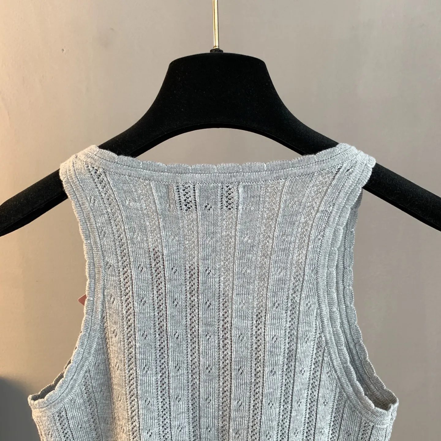 Logo-Patch Pointelle-Knit Cashmere-Blend Tank Top D22522897 — view 4