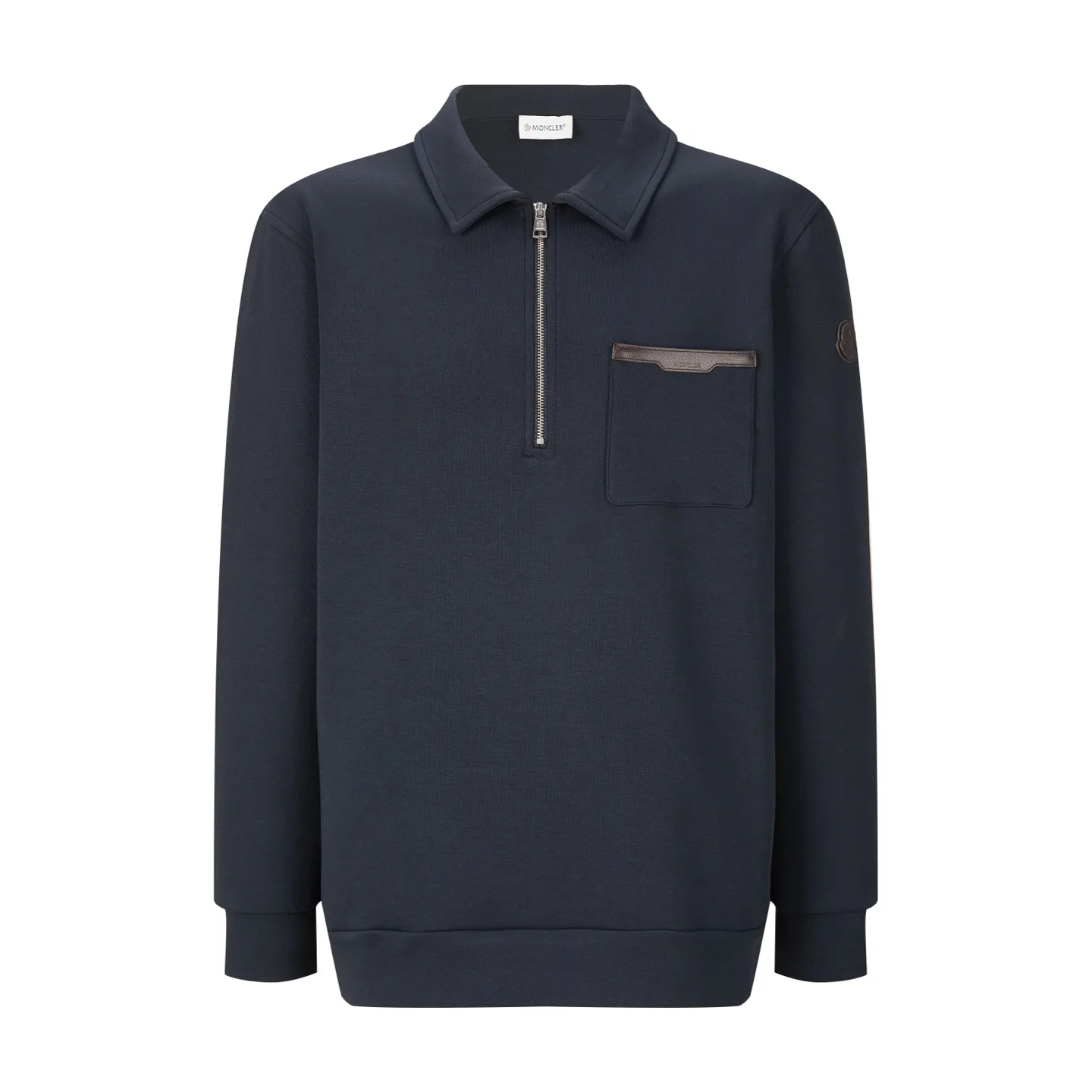 Leather-Trimmed Quarter-Zip Polo Sweatshirt D23023473