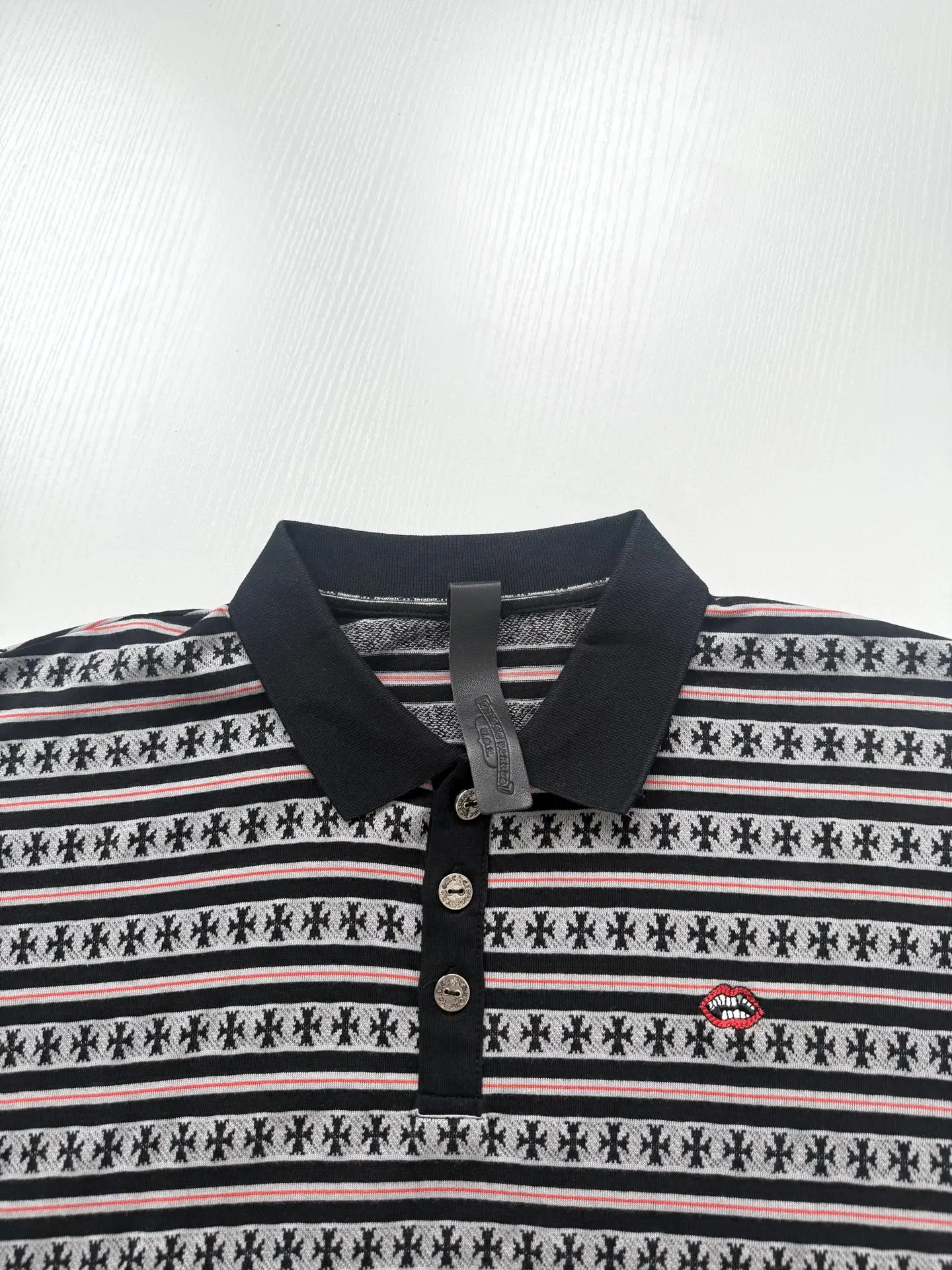 Monogram Cross Stripe Long-Sleeve Polo Shirt D23522620 — view 4