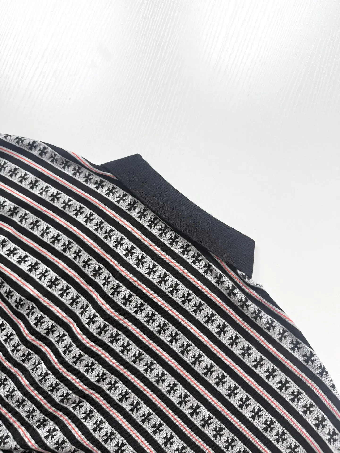 Monogram Cross Stripe Long-Sleeve Polo Shirt D23522620 — view 5