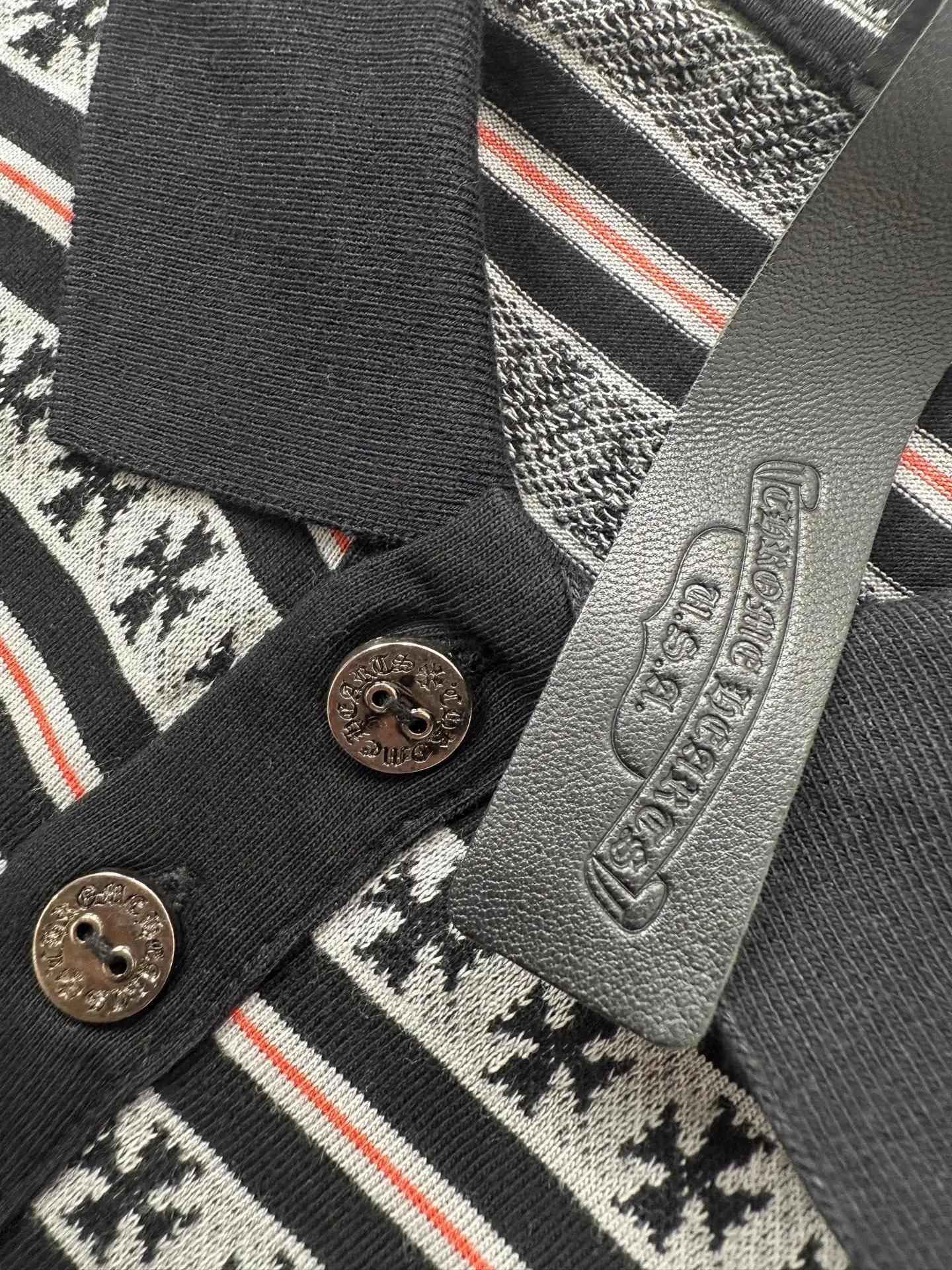 Monogram Cross Stripe Long-Sleeve Polo Shirt D23522620 — view 7