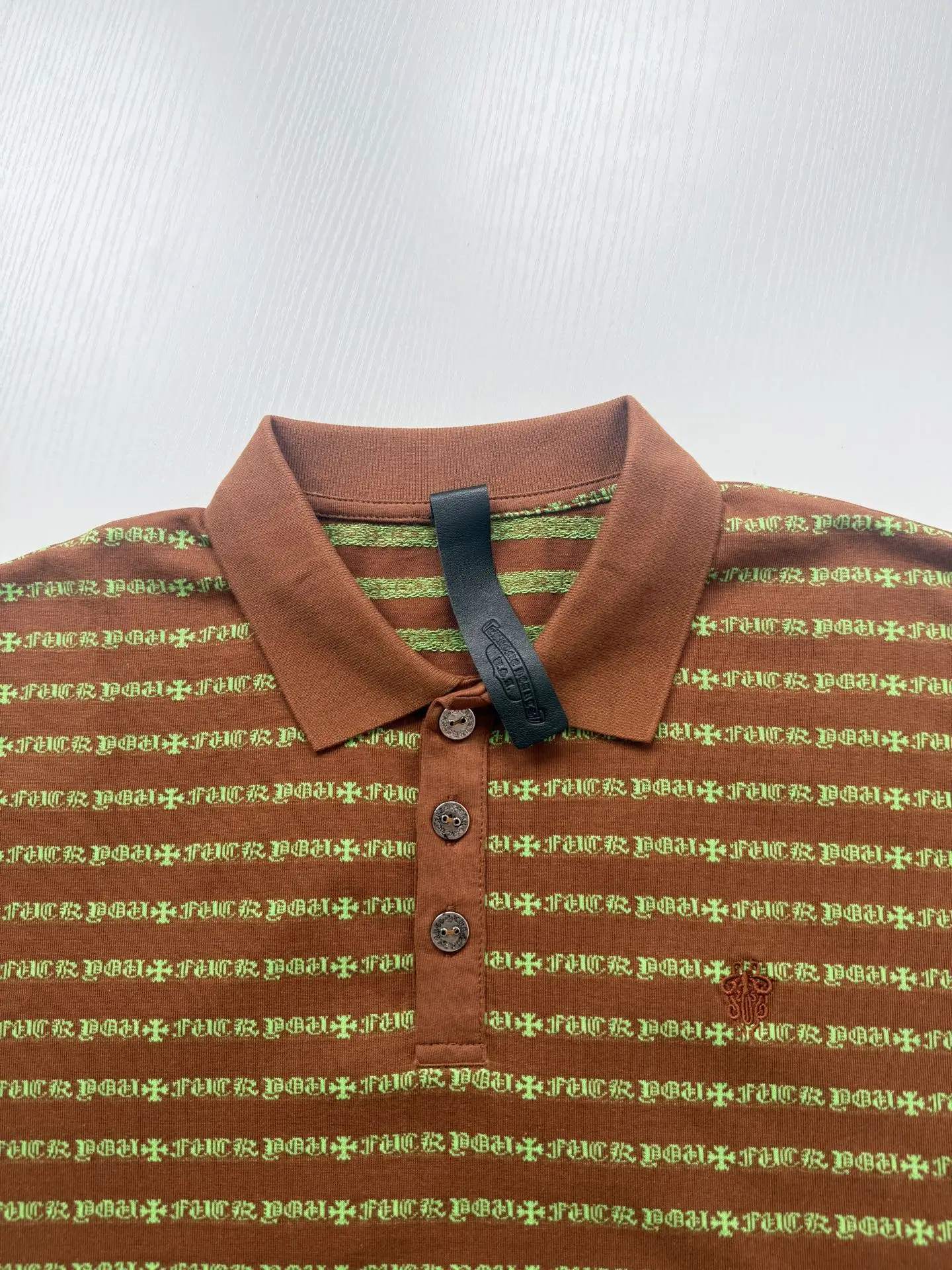 Chrome Hearts Monogram Stripe Long-Sleeve Polo Shirt D23522619 — view 4