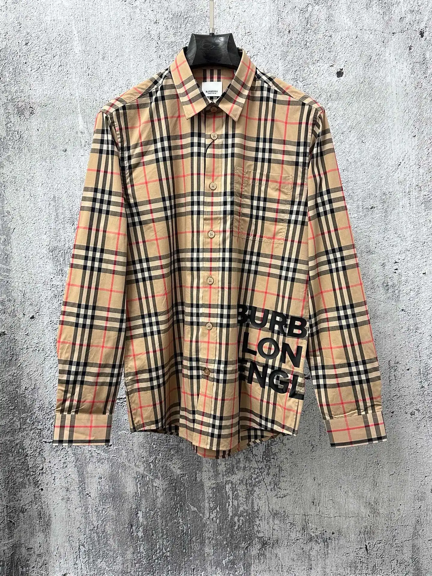 Logo Print Vintage Check Cotton Shirt D23523579