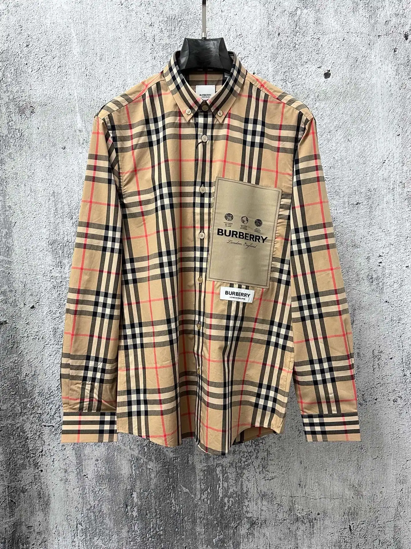 Logo Patch Check Cotton Shirt D23523578