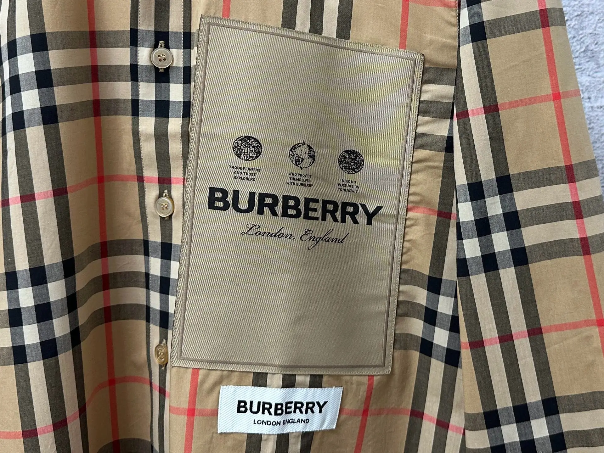 Logo Patch Check Cotton Shirt D23523578 — view 6