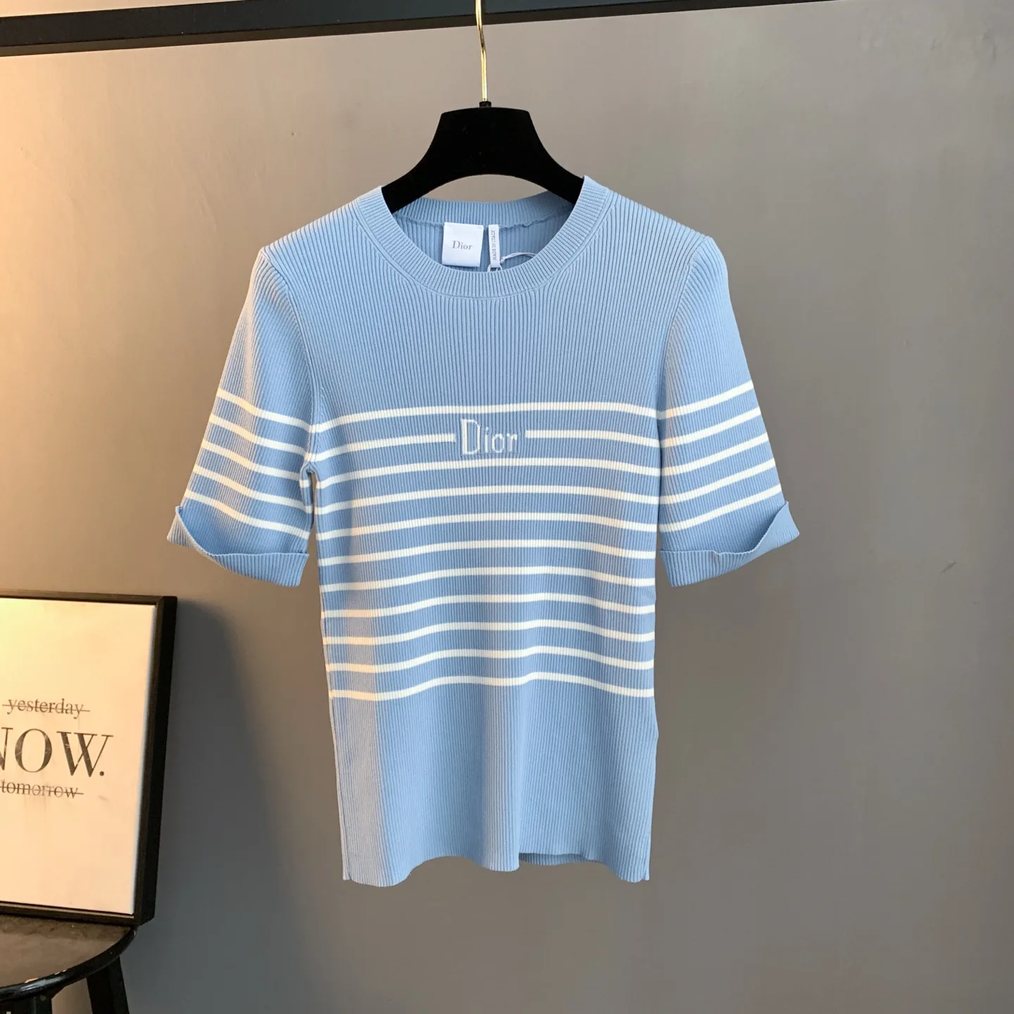 Striped Ribbed-Knit Cotton T-Shirt D23522899
