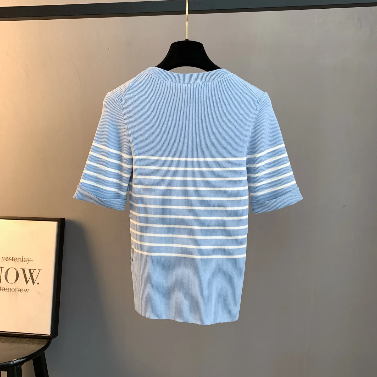 Striped Ribbed-Knit Cotton T-Shirt D23522899 — view 2