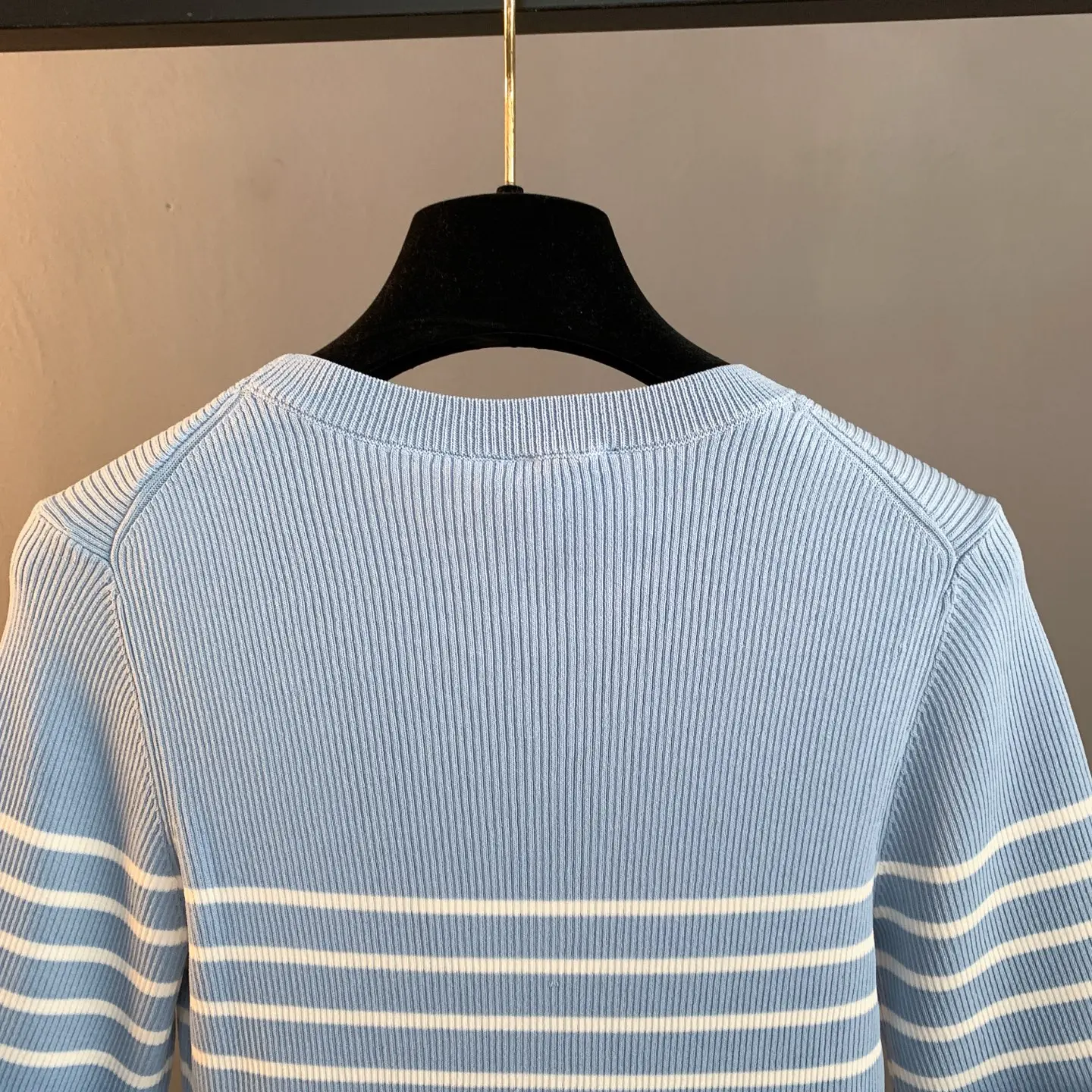 Striped Ribbed-Knit Cotton T-Shirt D23522899 — view 4
