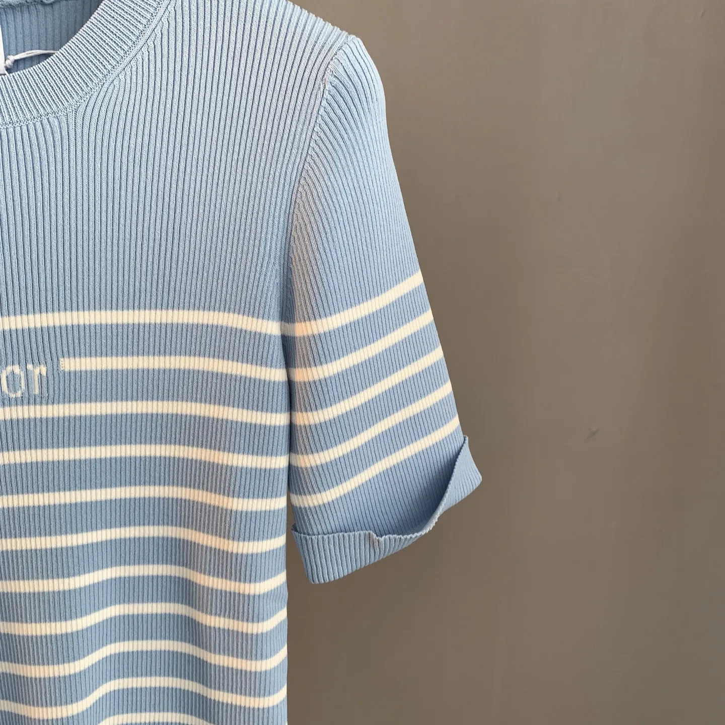 Striped Ribbed-Knit Cotton T-Shirt D23522899 — view 6
