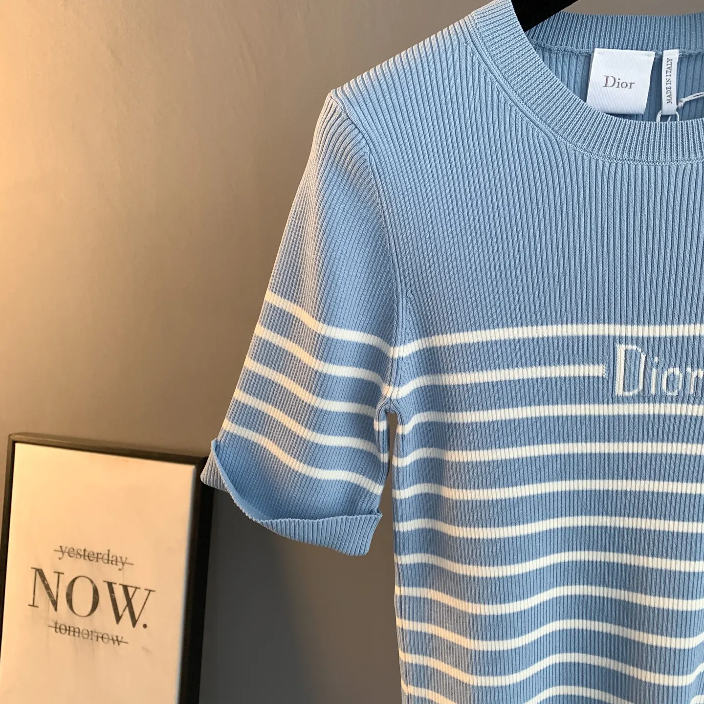 Striped Ribbed-Knit Cotton T-Shirt D23522899 — view 7