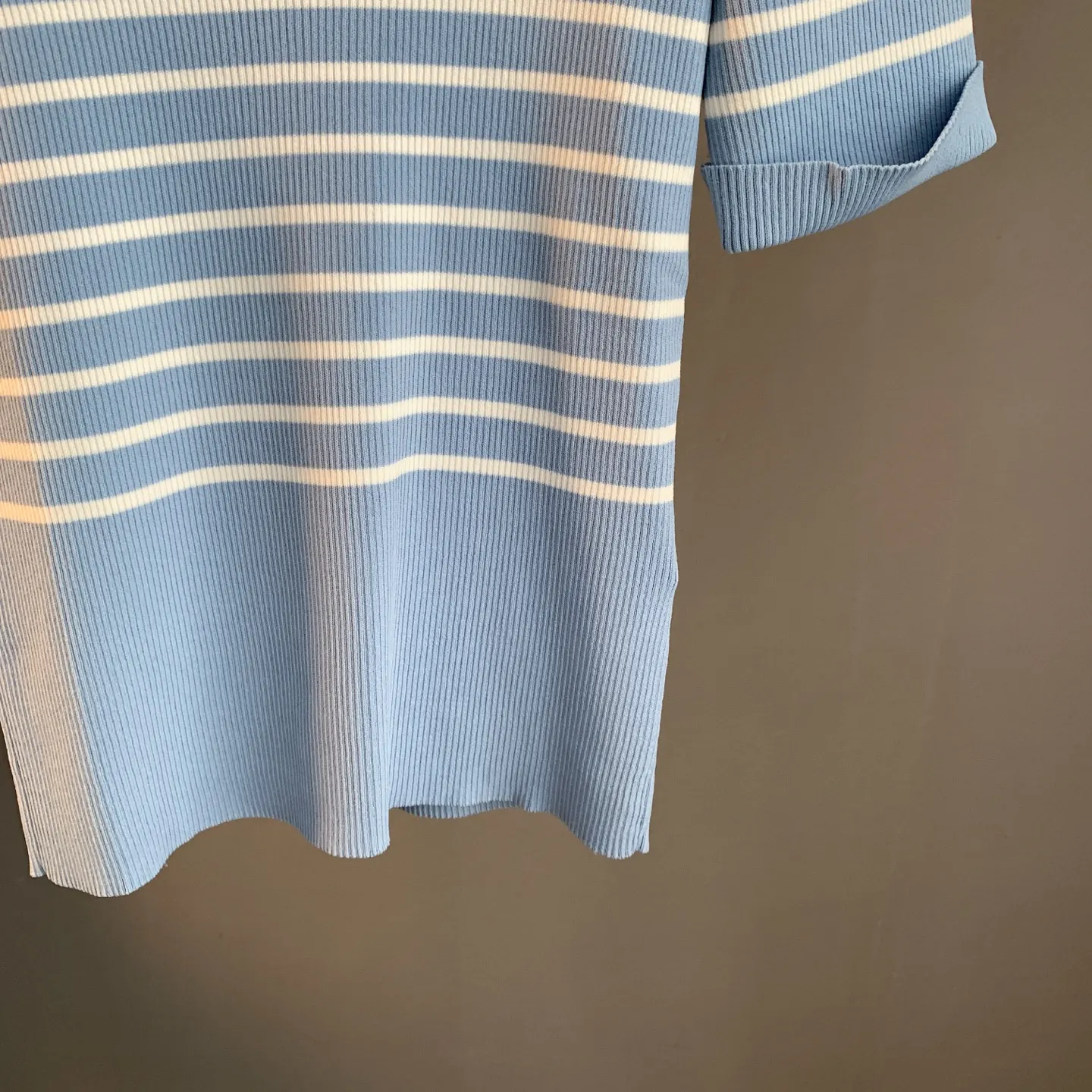 Striped Ribbed-Knit Cotton T-Shirt D23522899 — view 9