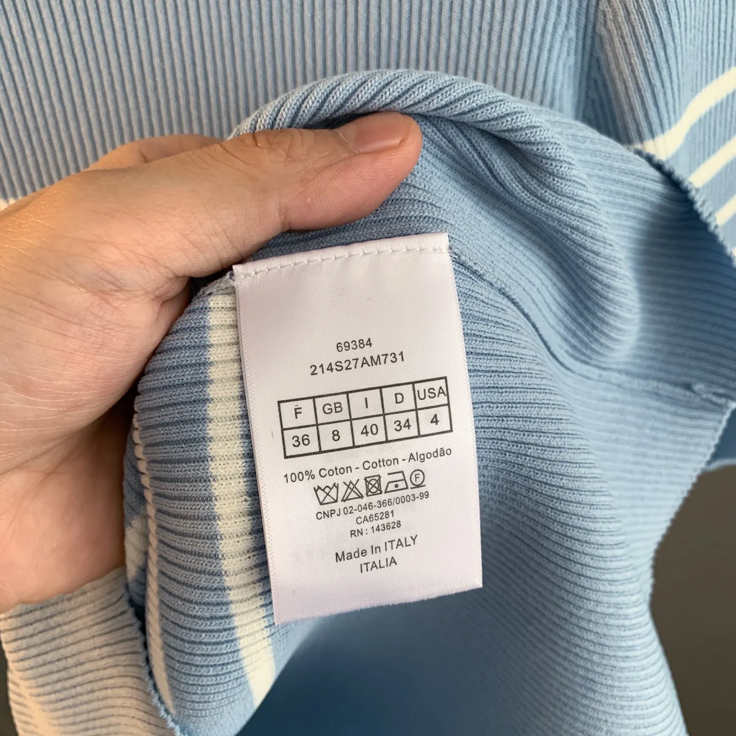 Striped Ribbed-Knit Cotton T-Shirt D23522899 — view 11